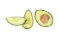 Avocado top vview isolated on white background Royalty Free Stock Photo