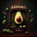 Avocado tropical fruit cut with shape heart. Illustration Royalty Free Stock Photo