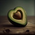 Avocado tropical fruit cut with shape heart. Illustration