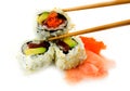 Avocado and tuna sushi Royalty Free Stock Photo