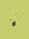 Avocado Vector Drawing on Green. Minimalist Harvesting Season Logo