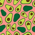 Avocado vector pink seamless pattern