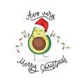 Avocado very merry christmas cute greeting card