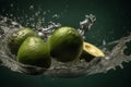 Avocado water drops plant. Generate Ai Royalty Free Stock Photo