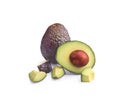 Avocado slicing on white background