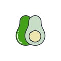 Avocado whole and half color line icon vector illustration Royalty Free Stock Photo