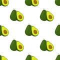 Avocado whole and slice seamless pattern. Tropical fruit. Vector illustration Royalty Free Stock Photo