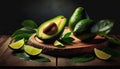 avocado on wooden board