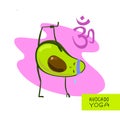 Avocado yoga. Cartoon style cute avocado do yoga. Good for print for clothes, case for smartphone