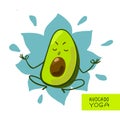 Avocado yoga. Cartoon style cute avocado do yoga. Good for print for clothes, case for smartphone