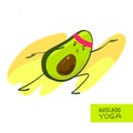 Avocado yoga. Cartoon style cute avocado do yoga. Good for print for clothes, case for smartphone