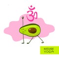 Avocado yoga. Cartoon style cute avocado do yoga. Good for print for clothes, case for smartphone