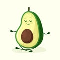 Avocado yoga character in lotus. Relax and meditation. Flat style