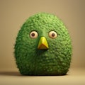Avocadopunk: A Playful And Lively Green Bird Rendered In Cinema4d