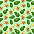 Avocado Tropical Fruit Seamless Pattern Vector Graphic Art - Four Tiles assembled