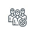 avoid crowds vector icon isolated on white background. Outline, thin line avoid crowds icon for website design and mobile, app