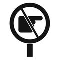 Avoid finger contact sign icon simple vector. Home risk Royalty Free Stock Photo