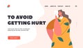 Avoid Getting Hurt Landing Page Template. Sad Woman Hide her Face behind of Smiling Mask. Upset Female Character Problem