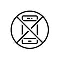 Black line icon for Avoid, ban and smartphone