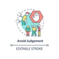 Avoid judgment concept icon