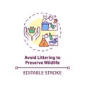 Avoid littering to preserve wildlife concept icon