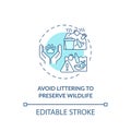 Avoid littering to preserve wildlife concept icon