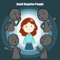 Avoid negative people cartoon illustration Royalty Free Stock Photo
