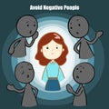 Avoid negative people cartoon illustration