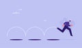 Avoid pitfall, brave to jump pass mistake or business failure concept
