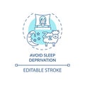 Avoid sleep deprivation blue concept icon