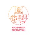 Avoid sleep deprivation red gradient concept icon