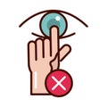 Avoid touch eye prevent spread of covid19 line and file icon