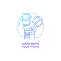 Avoid using your phone blue gradient concept icon