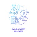 Avoid wasted expenses blue gradient concept icon Royalty Free Stock Photo