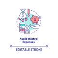 Avoid wasted expenses concept icon Royalty Free Stock Photo