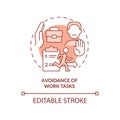 Avoidance of work tasks red concept icon Royalty Free Stock Photo