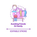 Avoiding friends and family concept icon