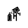 Avoiding graffiti damage with security camera black glyph icon Royalty Free Stock Photo