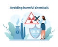 Avoiding harmful chemicals. Demonstrates proactive measures in skincare safety.