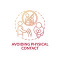 Avoiding physical contact red gradient concept icon