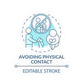 Avoiding physical contact turquoise concept icon