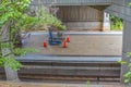 Industrial equipment blocked off with cones