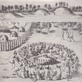 Vintage illustrations of Mounds constructed by tribes of North America