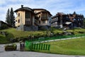 Avoriaz mountain resort, with strange wooden buildings, France Royalty Free Stock Photo