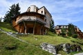 Avoriaz mountain resort, with strange wooden buildings, France Royalty Free Stock Photo