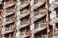 Wooden balconies of apartments in Avoriaz, France Royalty Free Stock Photo