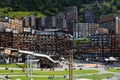 Avoriaz mountain resort, with strange wooden buildings, France Royalty Free Stock Photo