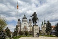 Avram Iancu statue and Ascension of the Lord, Orthodox Cathedral in the Roses Square in Targu Mures.