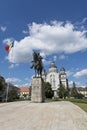 Avram Iancu statue and the Orthodox Cathedral, Roses Square, Targu Mures