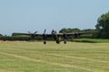 Avro Lancaster bomber `Just Jane` taxiing on airfield Royalty Free Stock Photo